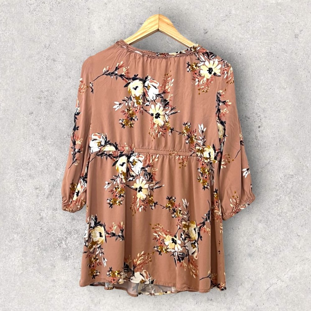 Isabel Maternity by Ingrid & Isabel Women's Top Tunic Size L 3/4 Sleeve Floral - Picture 2 of 7